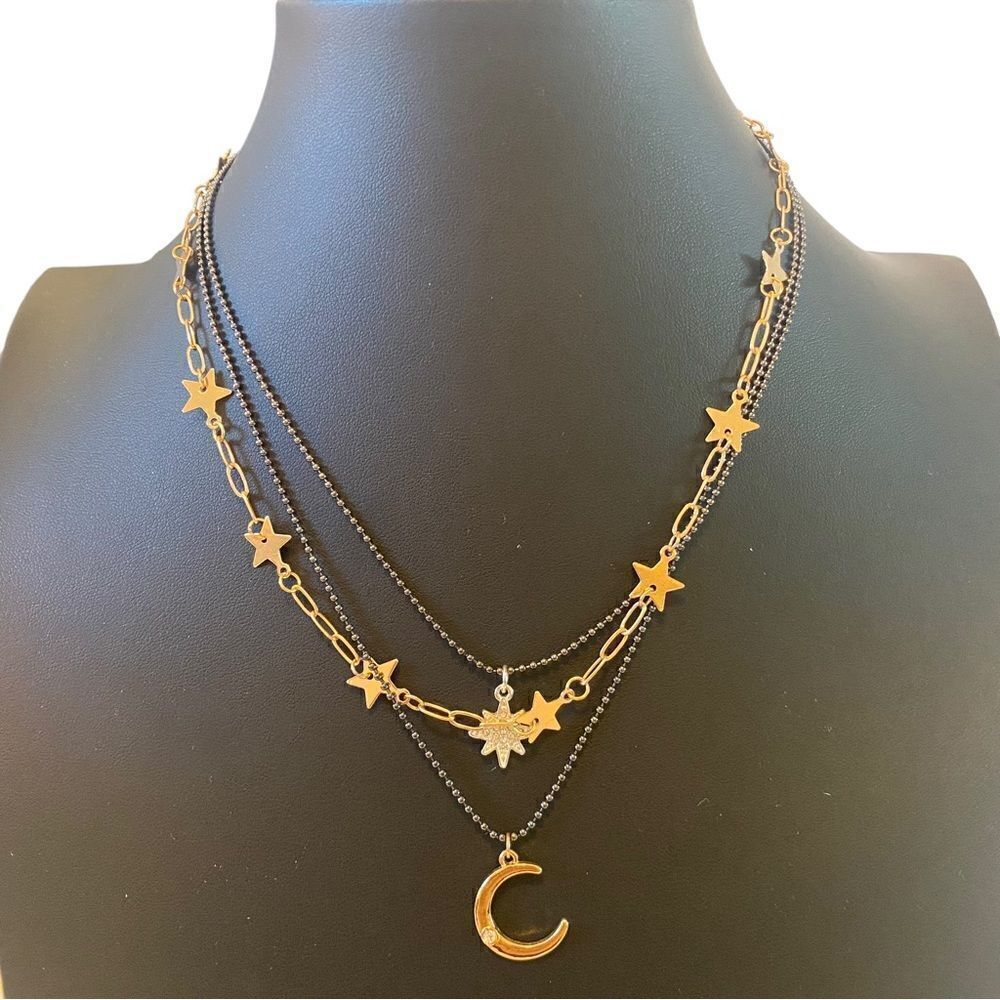 Celestial Layered Twotone Charmnecklace